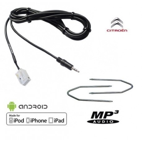 cable aux jack 3.5 mp3 autoradio CITROEN C4 RD4 12PIN + 2cles demontage