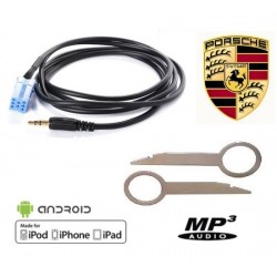 Cable Auxiliaire pour autoradio d'origine Porsche CDR+22 CDR+32 + clés de demontage