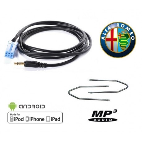 Cable auxiliaire MP3 pour autoradio ALFA ROMEO 147 DE 2002 PHASE 1 + Clés Extracteur