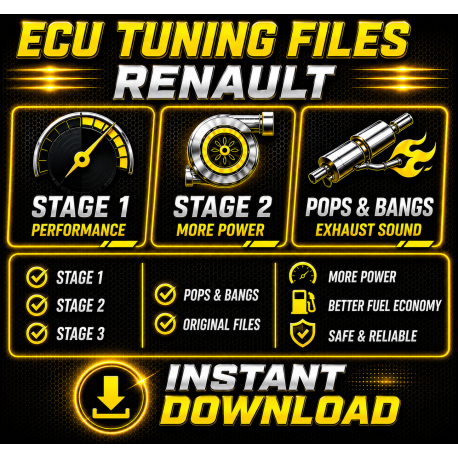 Renault Fichiers Chip Tuning ECU Cartographie Reprogrammation Stage 1, 2, 3