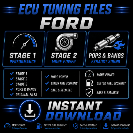 Ford Fichiers Chip Tuning ECU Cartographie Reprogrammation Stage 1, 2, 3