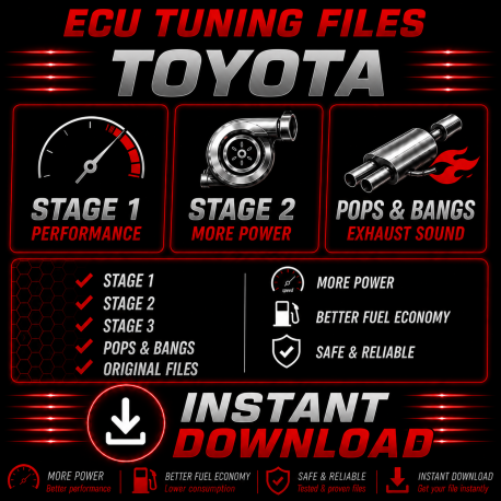 TOYOTA Fichiers Chip Tuning ECU Cartographie Reprogrammation Stage 1, 2, 3