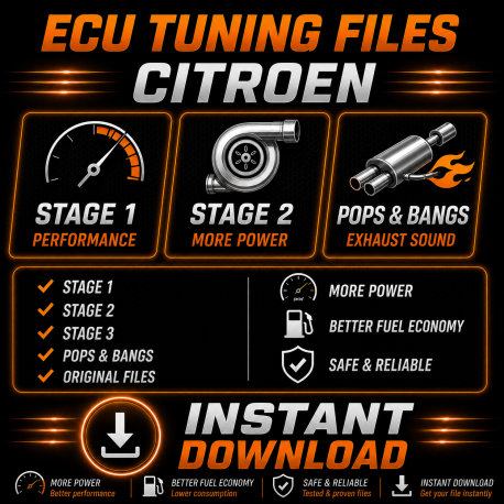 CITROEN Fichiers Chip Tuning ECU Cartographie Reprogrammation Stage 1, 2, 3