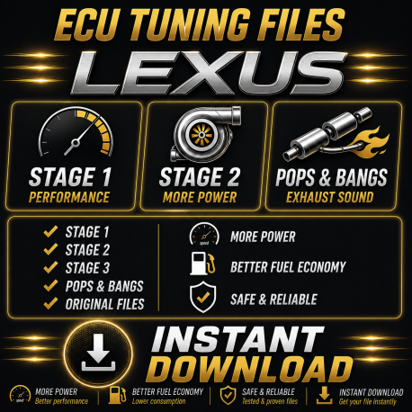 LEXUS Fichiers Chip Tuning ECU Cartographie Reprogrammation Stage 1, 2, 3