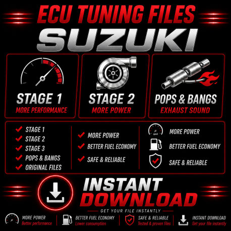 SUZUKI Fichiers Chip Tuning ECU Cartographie Reprogrammation Stage 1, 2, 3